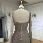 Vestido de noche de sirena con escote corazón, corte sirena, con cuentas y abertura en la espalda, estilo lujoso de Dubái (LA72560A), modelo LA72560A. 