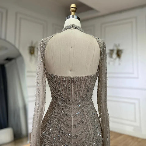 2025 Luxury Dubai Nude Sweetheart Mermaid Beaded Evening Gowns with Back Split for Women's Party LA72560A