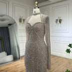 Vestido de noche de sirena con escote corazón, corte sirena, con cuentas y abertura en la espalda, estilo lujoso de Dubái (LA72560A), modelo LA72560A. 
