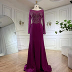 Vestido de noche de lujo estilo sirena, elegante y con cuentas, de satén verde musulmán, para mujer, ideal para fiestas (LA72700) 