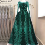 Vestido de noche de sirena azul de lujo en terciopelo musulmán 2025 con falda, vestido formal de talla grande LA60914 