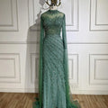 Luxury Black Nude Mermaid Evening Dresses with Cape Sleeves LA71885A