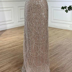 Vestido de noche de lujo con mangas de capa, estilo sirena azul, con cuentas, para ocasiones formales (LA72160A), Arabia Saudita, 2025 