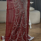 Vestido de noche de lujo con mangas de capa, estilo sirena azul, con cuentas, para ocasiones formales (LA72160A), Arabia Saudita, 2025 