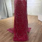 Vestido de noche de lujo con mangas de capa, estilo sirena azul, con cuentas, para ocasiones formales (LA72160A), Arabia Saudita, 2025 