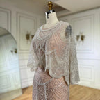 Luxury Beaded Nude Two Pieces Evening Dress LA72462