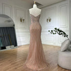 Nude Arabic Beaded Evening Dress Gown with Cape Sleeves LA72814