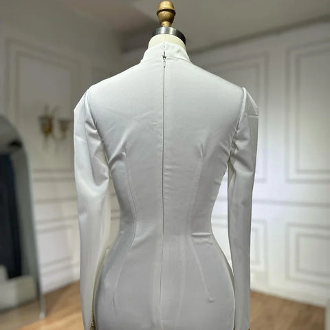 Robe de soirée sirène en satin blanc perlé, style arabe saoudien, pour une occasion spéciale, LA72815