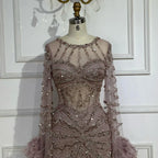 Luxury Mermaid Evening Dress with Feather Cape Sleeves LA72708A