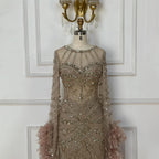 Luxury Mermaid Evening Dress with Feather Cape Sleeves LA72708A