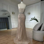 Vestido de noche de sirena elegante con tirantes finos y perlas para ocasiones formales LA72865 (2025) 