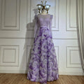 Vestido de noche elegante de corte A con cuentas color lila para ocasiones formales (modelo LA72847) 