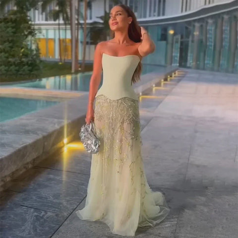 Vestido de noche árabe de lujo, elegante, para bodas y fiestas formales LA72809