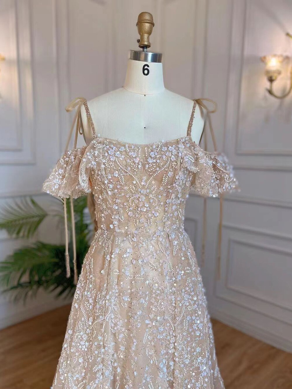 Vestidos de noche estilo árabe, corte A, color nude, con tirantes finos, cordones y cuentas, estilo Dubai, colección 2025, para mujer, ideales para fiestas (LA71871)