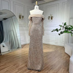 Off Shoulder Light Blue Mermaid Evening Dress with Detachable Overskirt Dubai LA72254