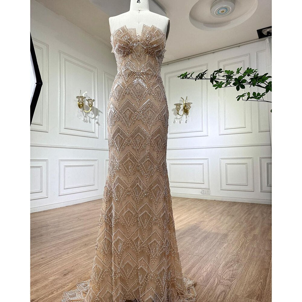 Luxury Mermaid Off Shoulder Evening Dresses for Wedding Party LA71908