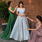 Vestidos de noche de lujo, elegantes, de corte A, largos hasta el suelo, color azul árabe, con cuentas, para mujer, ideales para bodas y fiestas (2025) LA72208 
