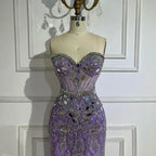 Vestidos de noche de lujo estilo sirena, elegantes, sin tirantes, con cuentas, color azul árabe, de Dubai, colección 2025 para mujer, modelo LA72328 