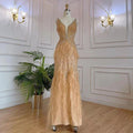 Vestido de noche elegante estilo sirena azul árabe con capa, lujoso, con cuentas y plumas, estilo Dubái, para mujer, ideal para fiestas (LA71583B). 