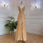 Vestido de noche elegante estilo sirena azul árabe con capa, lujoso, con cuentas y plumas, estilo Dubái, para mujer, ideal para fiestas (LA71583B). 