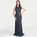 On Sale No Return No Refund Arabic Blue Sleeveless Mermaid Luxury Evening Dresses Gowns 2025 Lace Beaded Elegant For Woman Wedding Party LA6358