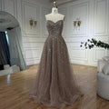 Vestidos de noche de lujo de Dubái, corte A, sin tirantes, con cuentas, color caramelo árabe, para mujer, ideales para bodas y fiestas 2025 (LA72563) 