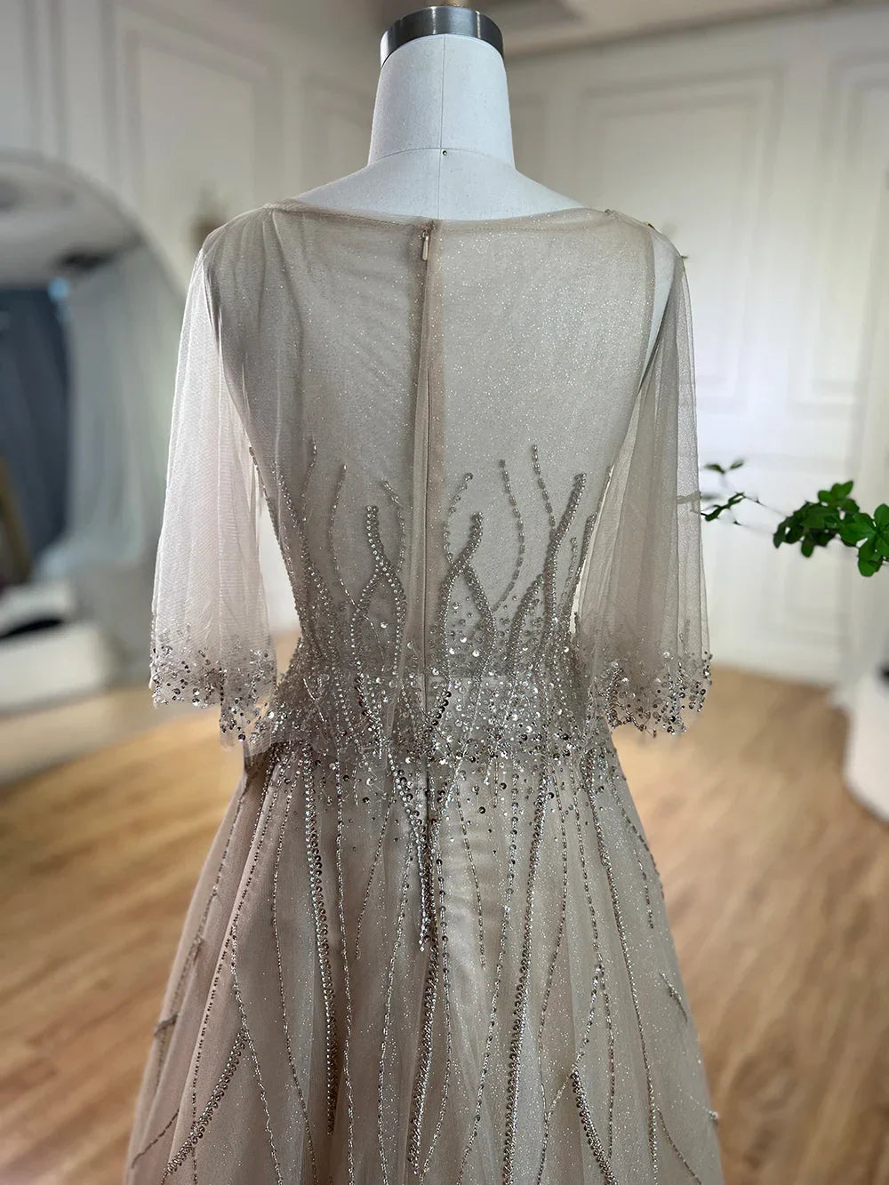 Vestidos de noche árabes color caramelo, corte A, estilo Dubai, colección 2025, con cuentas, de lujo, para mujer, para bodas y fiestas (LA72252) 
