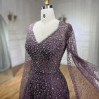 Vestido largo de noche elegante, corte A, sin tirantes, con cuentas, color caramelo árabe, para mujer - Bodas y fiestas 2025 LA72147 