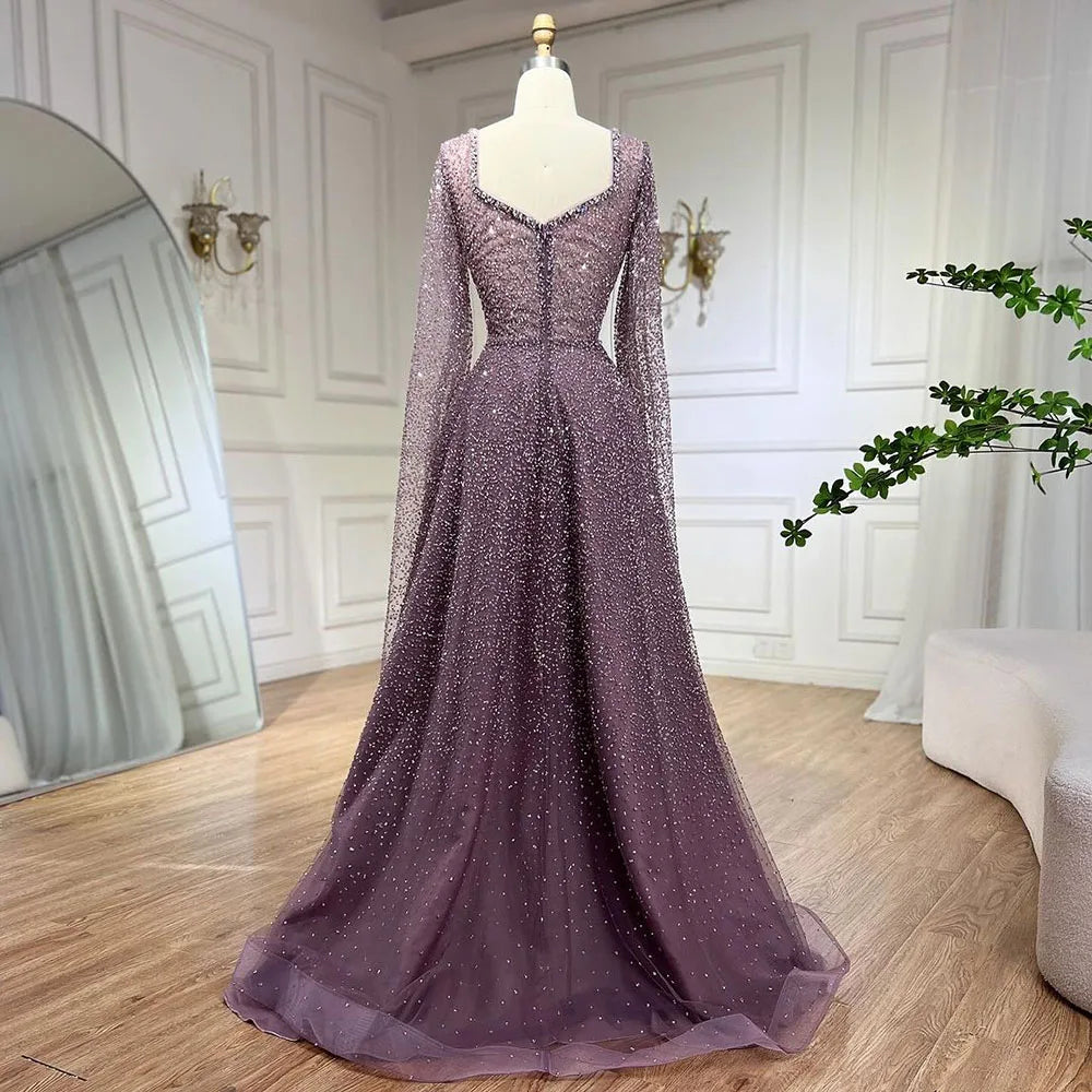 Vestido largo de noche elegante, corte A, sin tirantes, con cuentas, color caramelo árabe, para mujer - Bodas y fiestas 2025 LA72147 