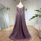 Vestido largo de noche elegante, corte A, sin tirantes, con cuentas, color caramelo árabe, para mujer - Bodas y fiestas 2025 LA72147 