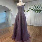 Vestido largo de noche elegante, corte A, sin tirantes, con cuentas, color caramelo árabe, para mujer - Bodas y fiestas 2025 LA72147 