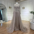 Vestido de noche de sirena estilo Dubái, con sobrefalda de cuentas color caramelo árabe, vestido de lujo para fiesta de bodas LA72362A 