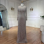 Vestido de noche de sirena estilo Dubái, con sobrefalda de cuentas color caramelo árabe, vestido de lujo para fiesta de bodas LA72362A 