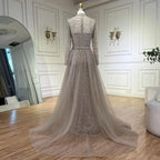 Vestido de noche de sirena estilo Dubái, con sobrefalda de cuentas color caramelo árabe, vestido de lujo para fiesta de bodas LA72362A 
