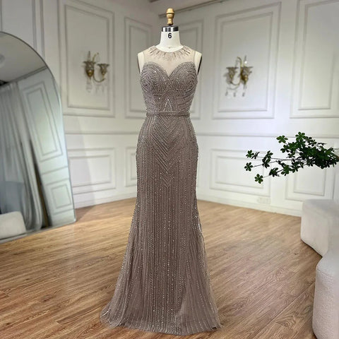 Luxury Nude Mermaid Evening Dress with Cape Sleeve LA72233A
