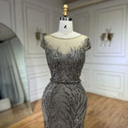 Robe de soirée sirène arabe caramel, perles et plumes, pour femme, tenue de mariage, 2025, LA72519 