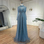 Vestidos de noche árabes de sirena color nude con cuentas y borlas, vestidos de lujo para bodas y fiestas de mujeres 2025 LA72570 