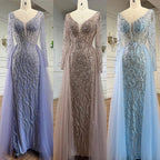Arabic Caramel Mermaid Elegant With Overskirt Evening Dresses Gowns Beaded Luxury  2025 For Women Party LA71629A