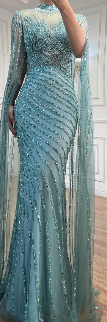 Arabic Caramel Mermaid Sexy Cape Sleeves Lace Beaded Long Evening Dresses Gowns 2025 For Women Wedding Party LA71885