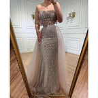 Luxury Champagne Mermaid Arabic Evening Dress for Wedding party LA71922
