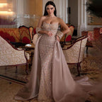 Luxury Champagne Mermaid Arabic Evening Dress for Wedding party LA71922