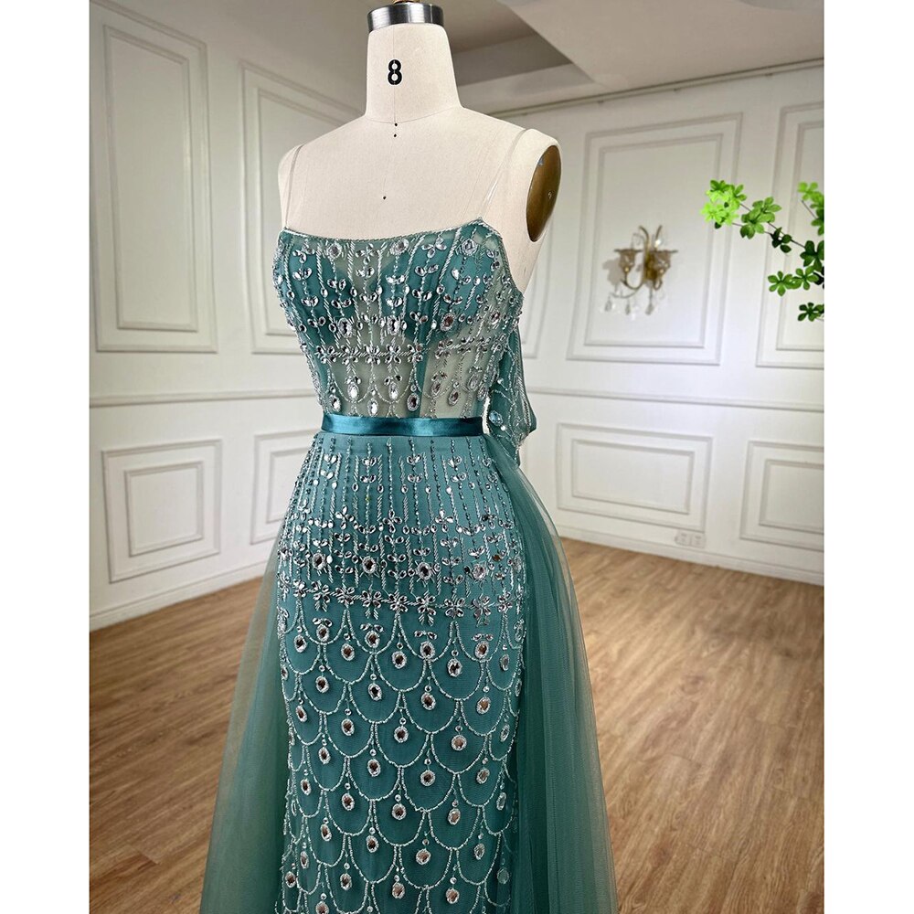 Luxury Champagne Mermaid Arabic Evening Dress for Wedding party LA71922