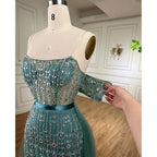Luxury Champagne Mermaid Arabic Evening Dress for Wedding party LA71922