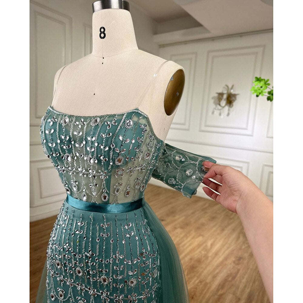 Luxury Champagne Mermaid Arabic Evening Dress for Wedding party LA71922