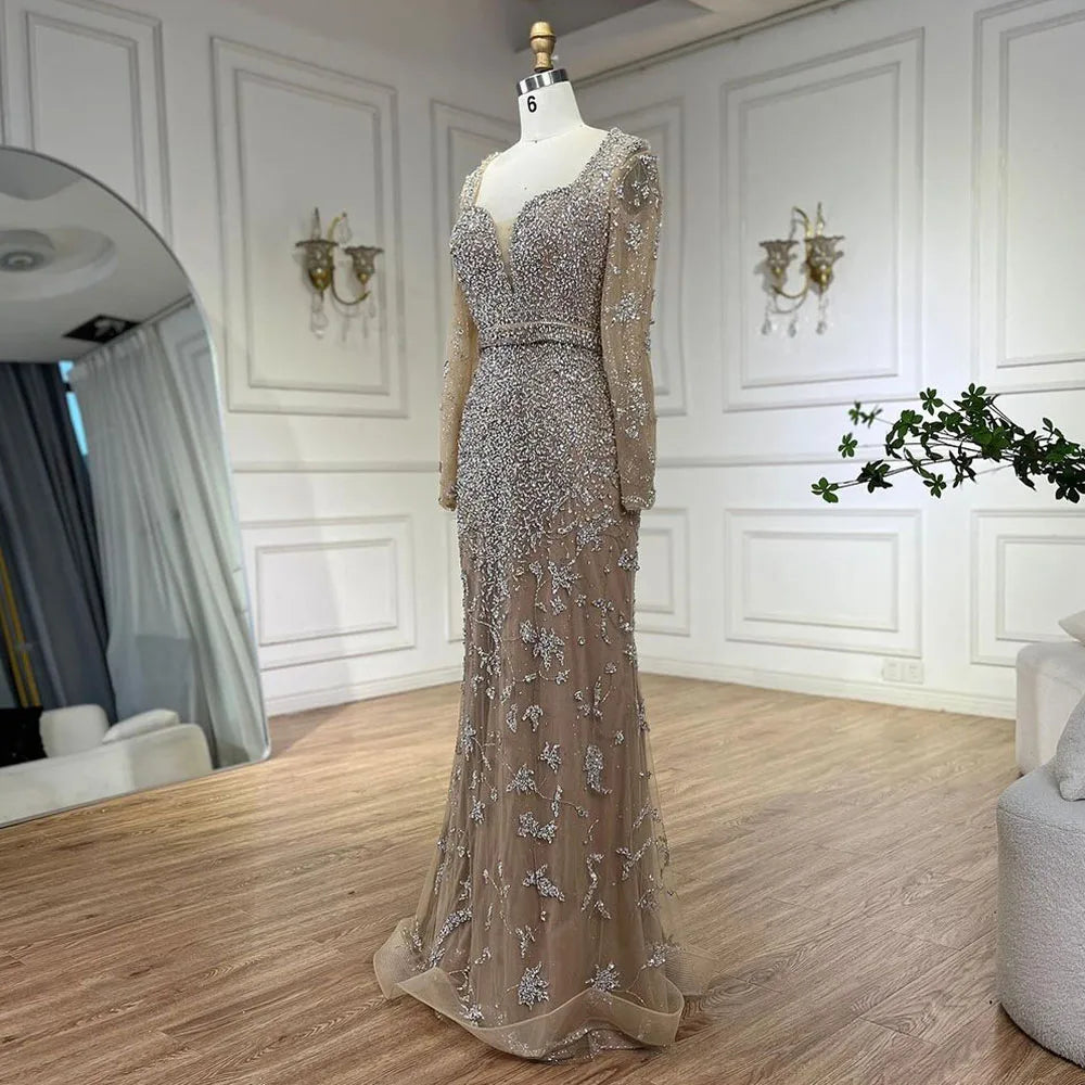Arabic Caramel Mermaid Sweetheart Beaded Luxury Dubai Evening Dresses Gowns For Women Wedding Party 2025 LA72465