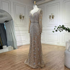 Arabic Caramel Mermaid Sweetheart Beaded Luxury Dubai Evening Dresses Gowns For Women Wedding Party 2025 LA72465