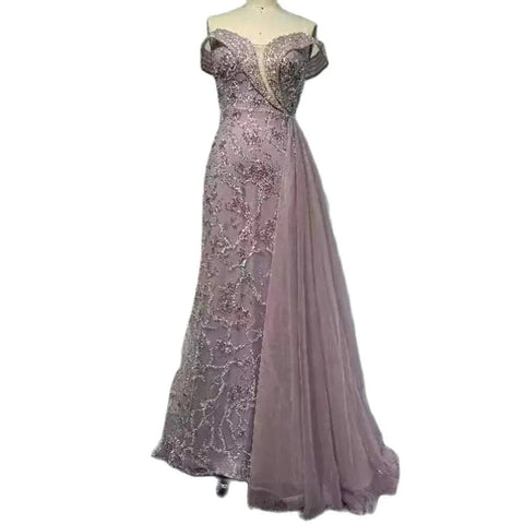 Robe de soirée sirène de luxe, style arabe cyan, avec perles, style Dubaï, sexy, sans bretelles, pour femmes, fête de mariage, LA72207, 2025 
