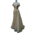 Arabic Cyan Mermaid Beaded Luxury Dubai Evening Dresses Gowns Sexy Strapless 2025 For Women Wedding Party LA72207