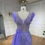 Arabic Dubai Lilac Mermaid With Overskirt Beaded Luxury Evening Dresses Gowns for Women Wedding Party 2025 LA72564