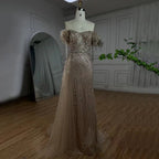 Arabic Dubai Nude Mermaid Luxury Evening Dresses Gowns Boat Neck Beaded Tassel For Women Wedding Party 2025 LA72260